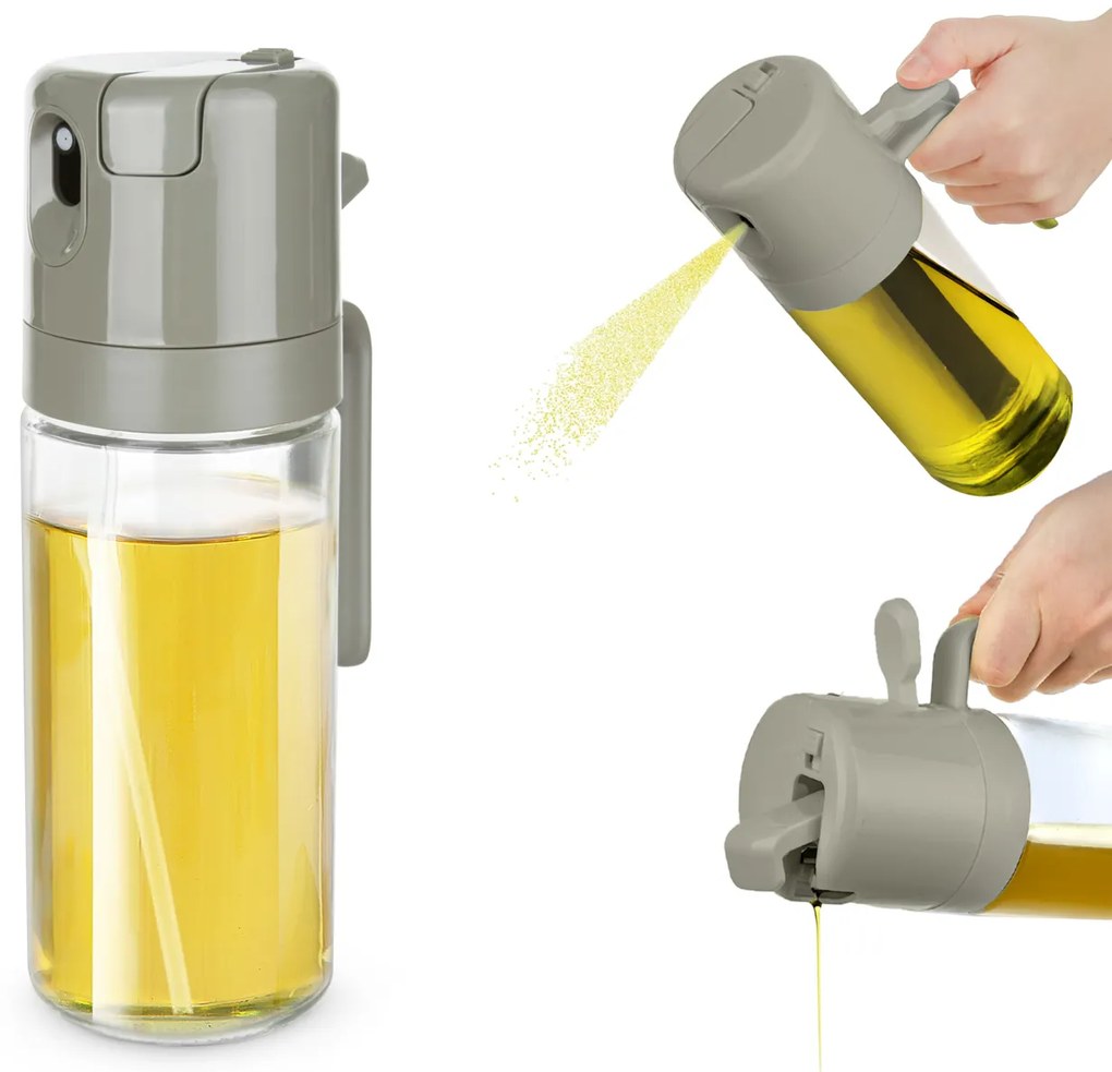 Oliera spray e versa vetro 550 ml tappo quadrato grigio
