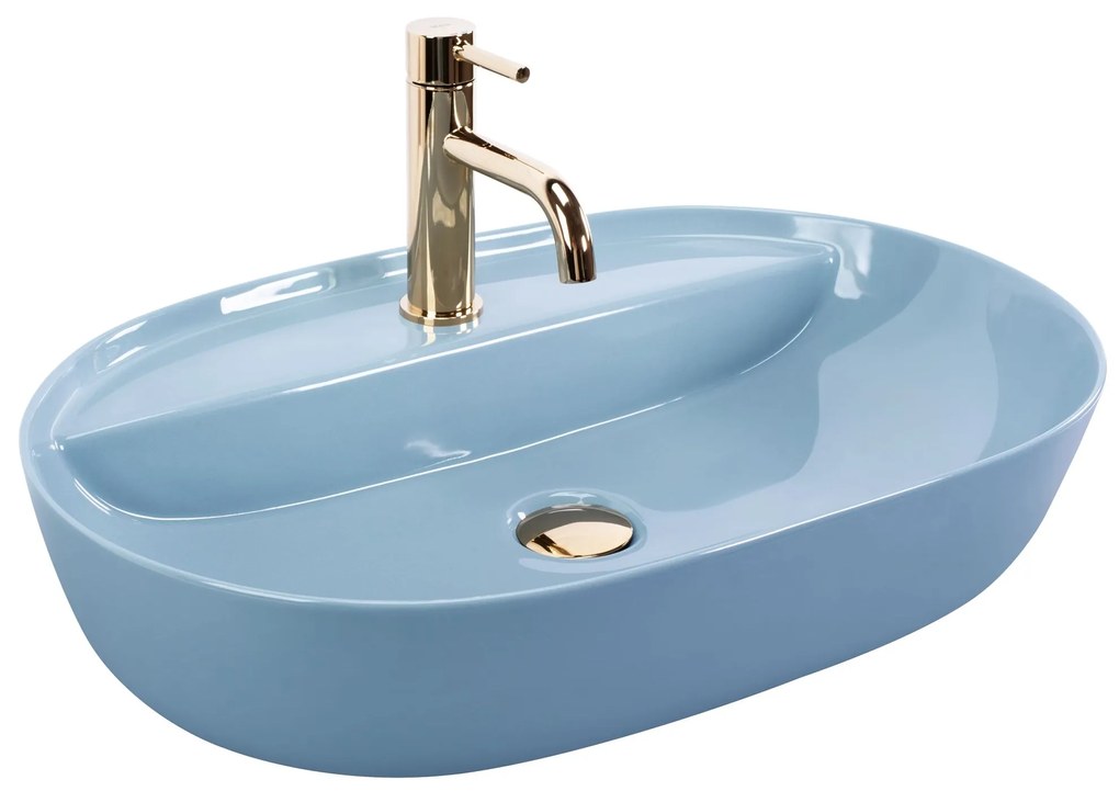 Lavabo da appoggio REA Aura 61 L.Blue Shiny