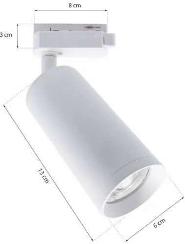 Faretto MICA per sistema a binario 1xGU10/25W/230V Monofase bianco