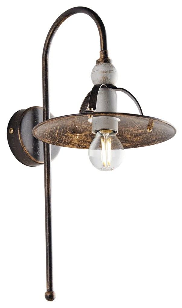 Applique Cantina Stile Industrial 1 Luce Ferro Marrone E Oro