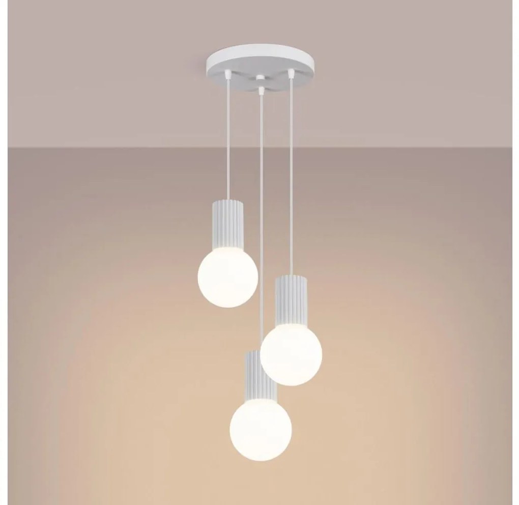 Sollux SL.1710 - Lampadario a sospensione con filo HALO 3xG9/8W/230V diametro 25 cm bianco