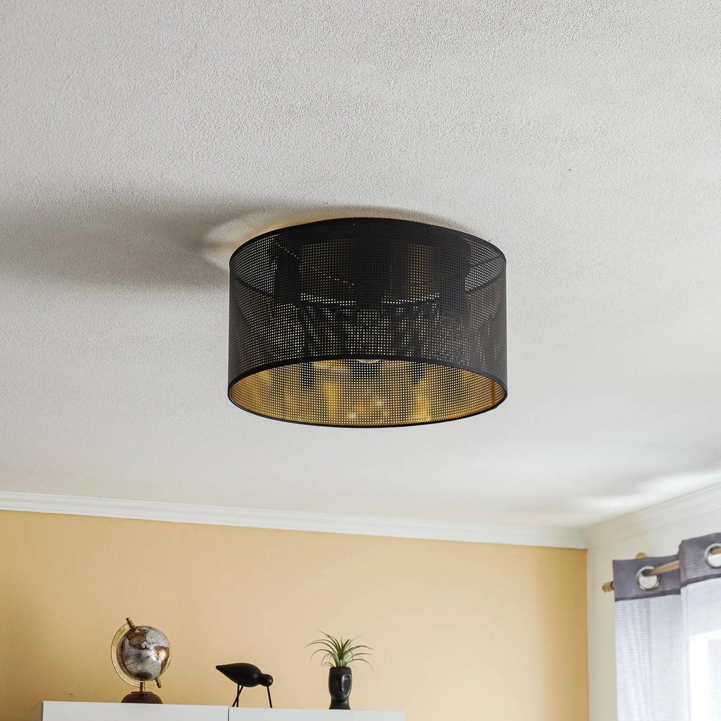 Luminex Plafoniera Jovin a 3 luci, 1 paralume nero/oro