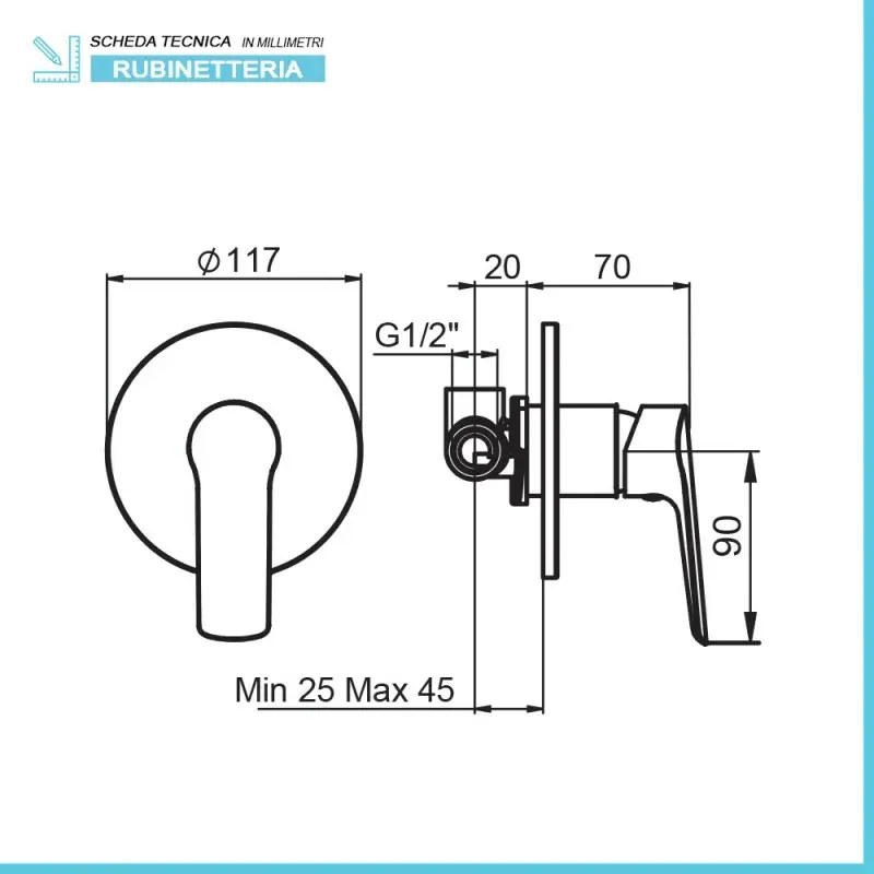 Set miscelatori lavabo bidet e doccia incasso cromati Artis Punta+ piletta inclusa