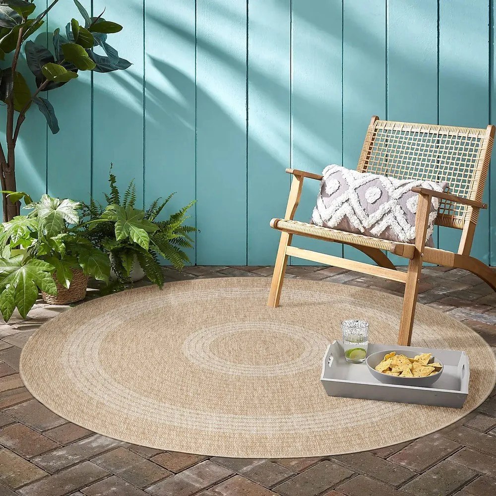 Tappeto tondo beige per esterni ø 80 cm Comilla - Ayyildiz Carpets