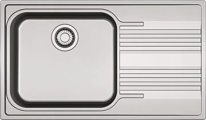 Lavello integrato 1 vasca in inox argento FRANKE Smart LB L 50 x L 86 cm, sgocciolatoio a destra