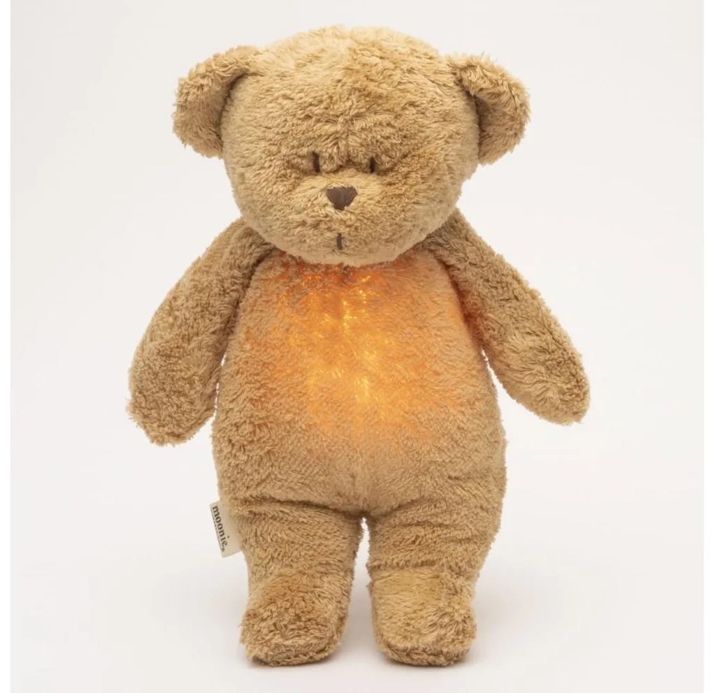 Moonie - Compagno di coccole con melodia e luce orsacchiotto 2.0 organic cappuccino