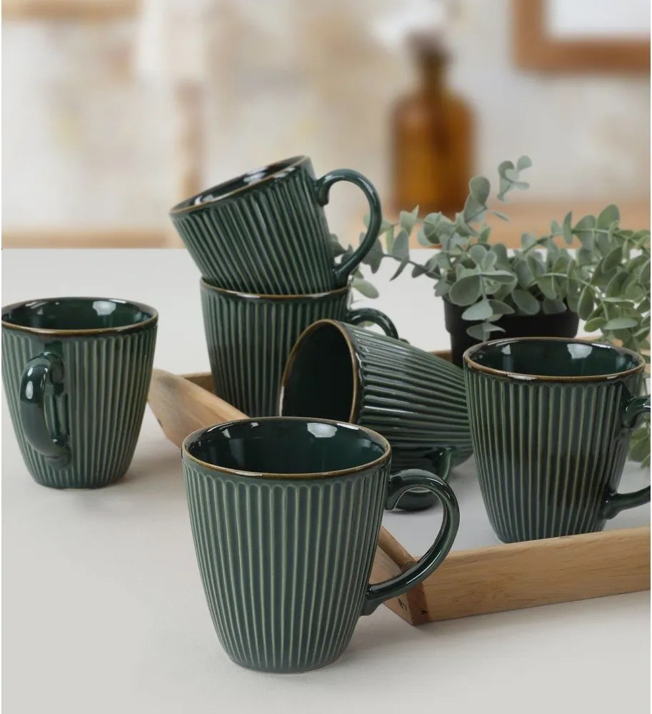 Tazze in ceramica verde scuro in set da 6 pezzi 0,3 l - Hermia
