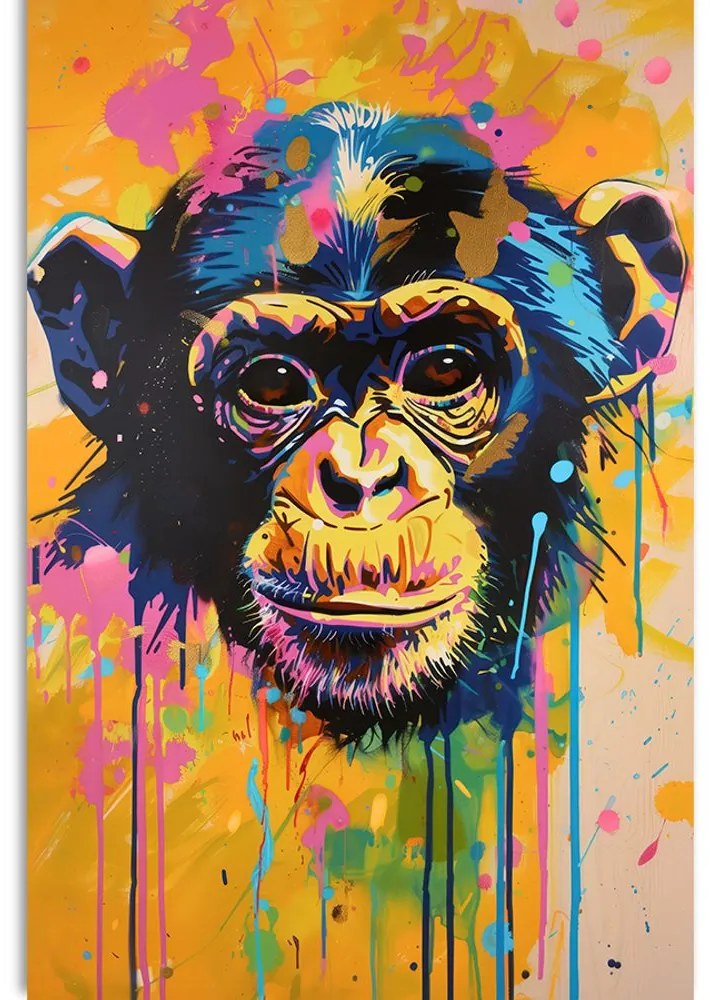 Quadro su tela – Scimmia con imitazione di pittura