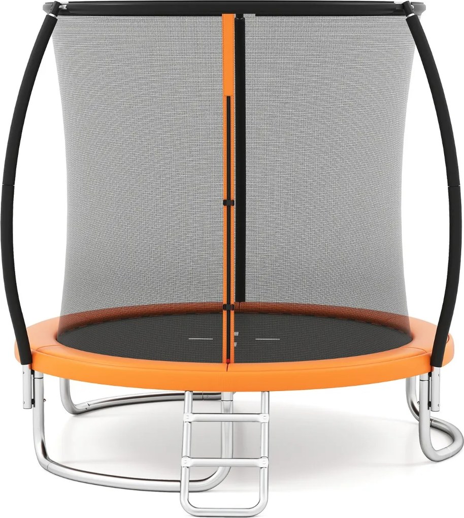 Costway Trampolino ricreativo pesante con rete di sicurezza per bambini e adulti, Trampolino da esterno 244 cm in acciaio zincato antiruggine 4 Colori
