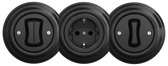 Kliklap - Presa da parete domestica retro senza cornice SCHUKO 230V/16A nera