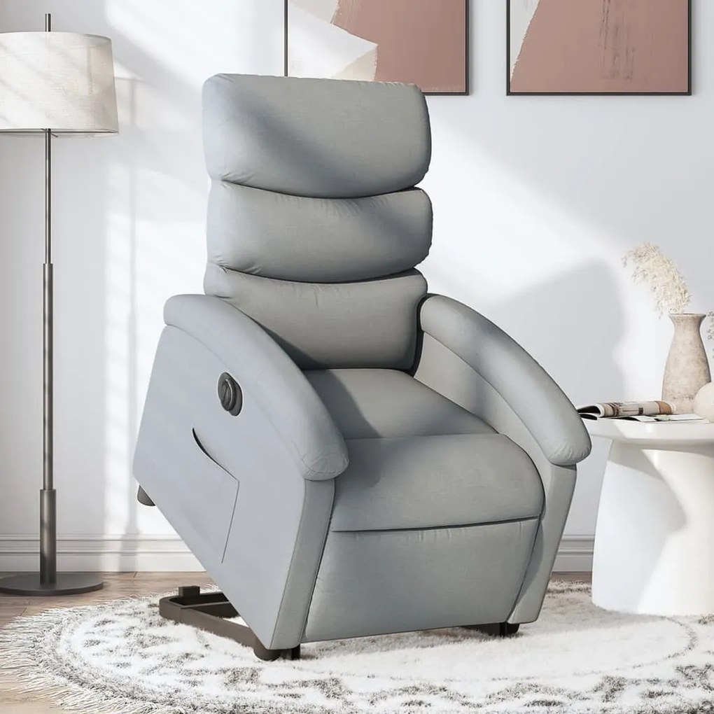 Poltrona Reclinante Alzapersona Elettrica Grigio Chiaro Tessuto /
