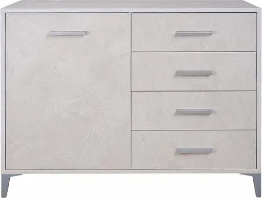Madia Drexa in Legno 110x45 cm Cemento spatolato con 1 Anta e 4 Cassetti