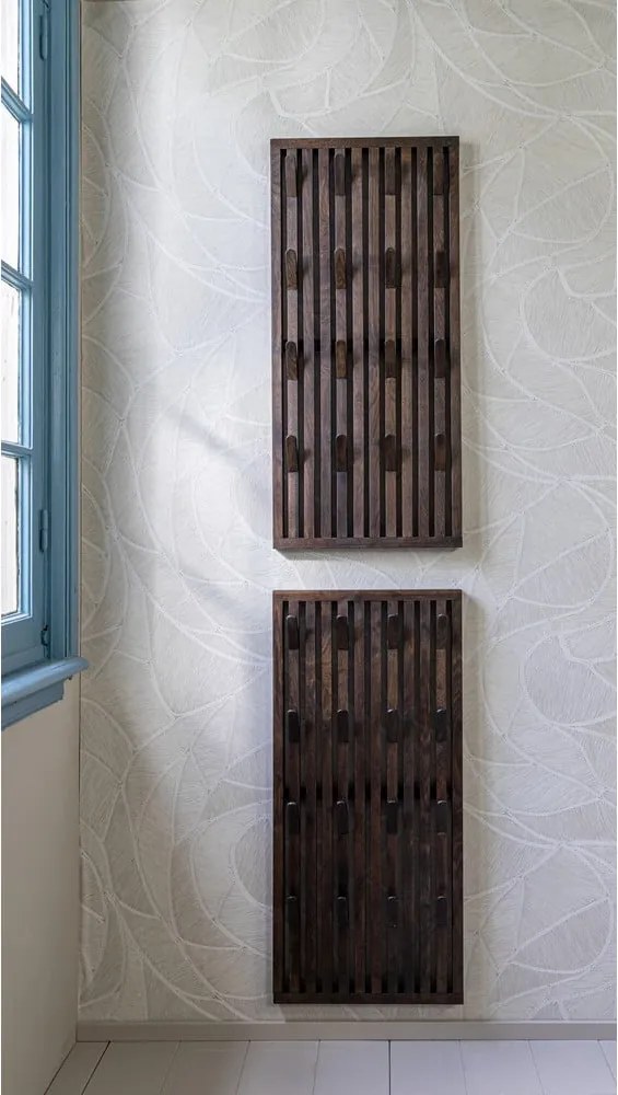 Pannello appendiabiti marrone scuro in rovere massiccio 46x100x8 cm Parco – Spinder Design