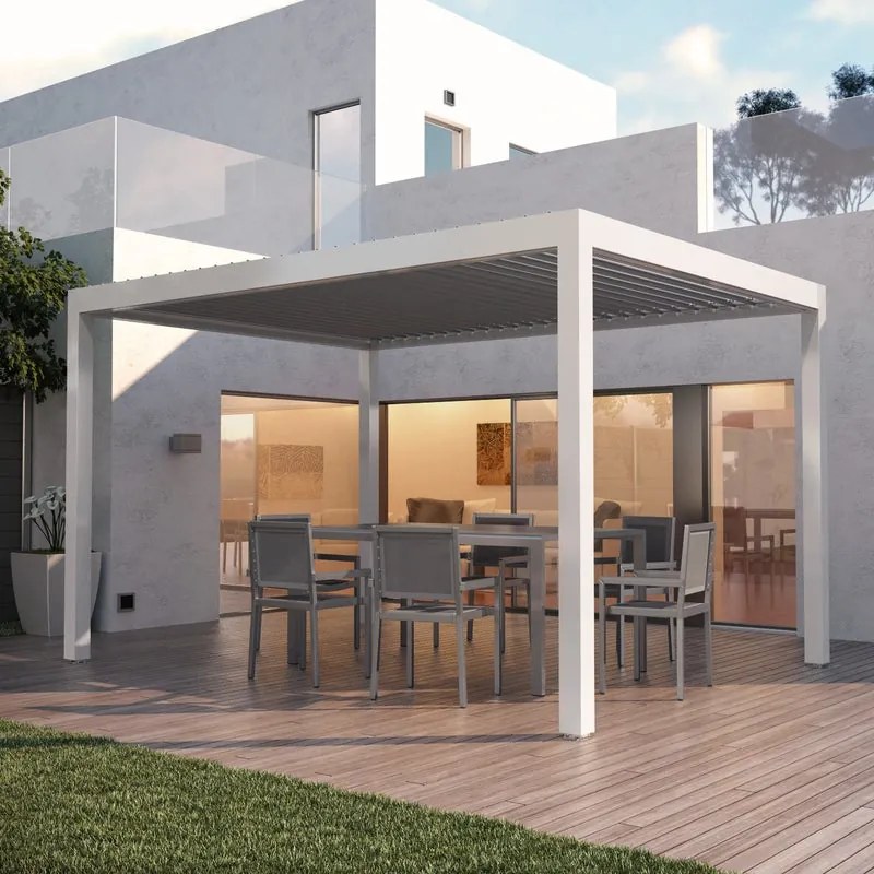 Pergola motorizzata Spell in alluminio struttura bianco L 300 x P 392 x H 244 cm