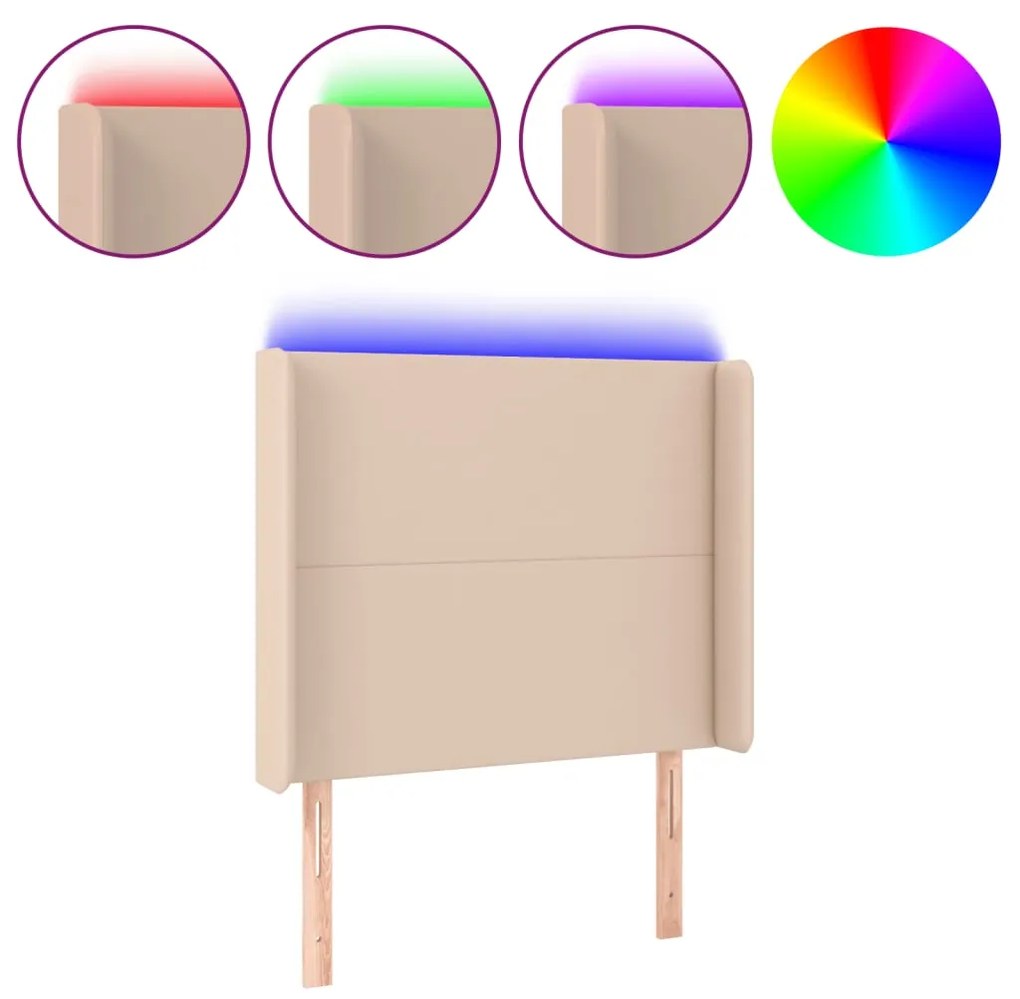 Testiera a led cappuccino 83x16x118/128 cm in similpelle