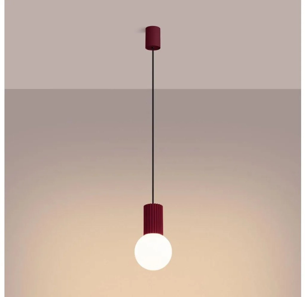 Sollux SL.1749 - Lampadario a sospensione con filo HALO 1xG9/8W/230V diametro 12 cm rosso