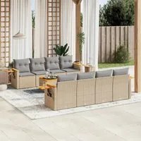 Set Divano da Giardino 9 pz con Cuscini Beige in Polyrattan 3259063