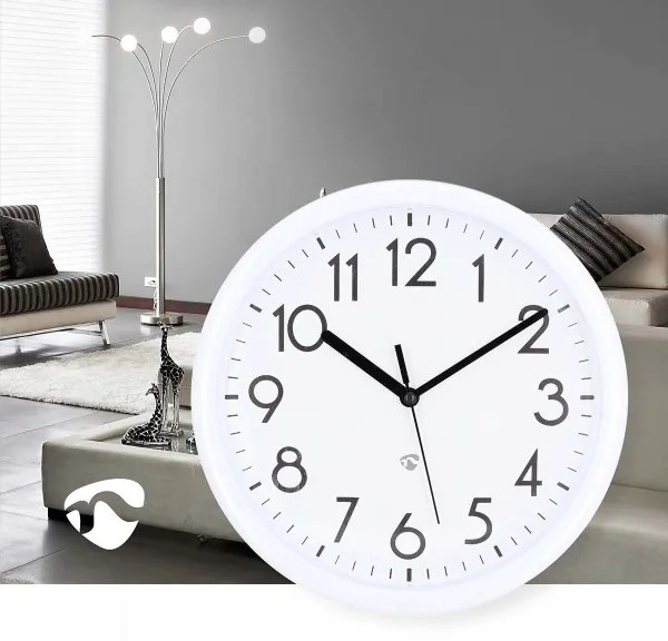 Nedis CLWA105WT - Orologio da parete Ø 22 cm 1xAA bianco