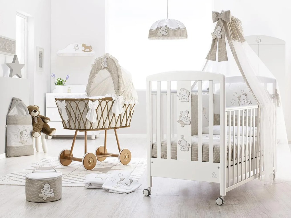 Lettino per neonati Orsetto con decorazione, finitura Bianco