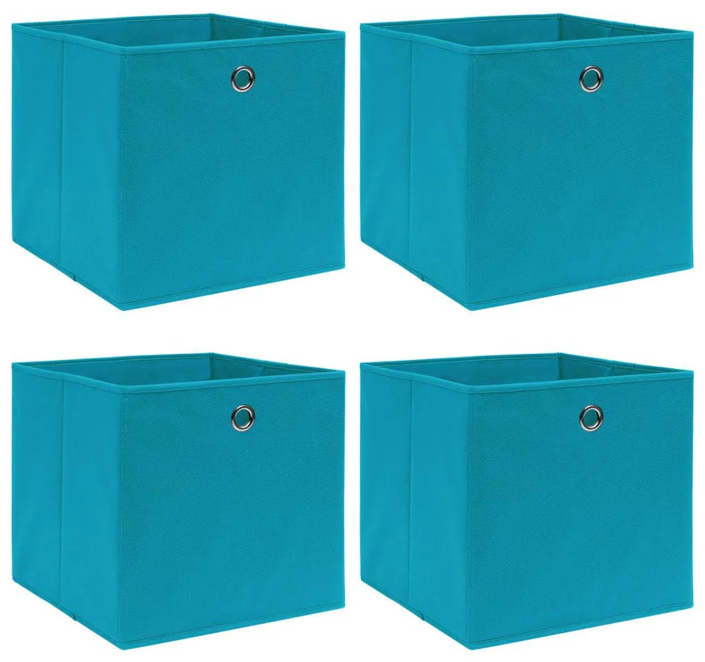 Scatole Portaoggetti 4pz Azzurre 32x32x32 Cm Tessuto /