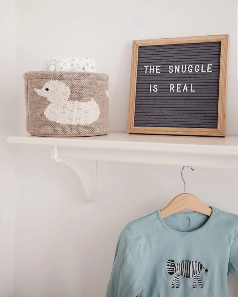 Organizzatore in cotone beige Anatra, ø 16 cm - Kindsgut