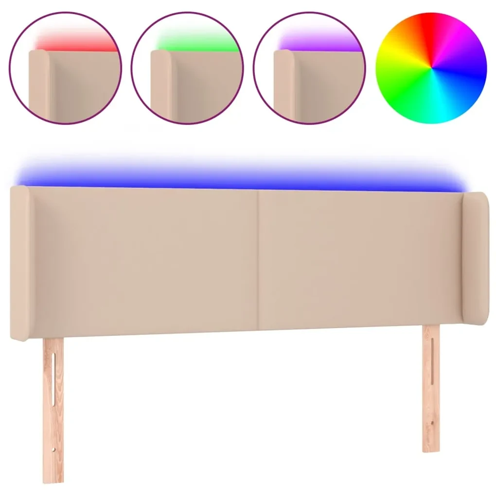 Testiera cappuccino a led 147x16x78/88 cm in similpelle