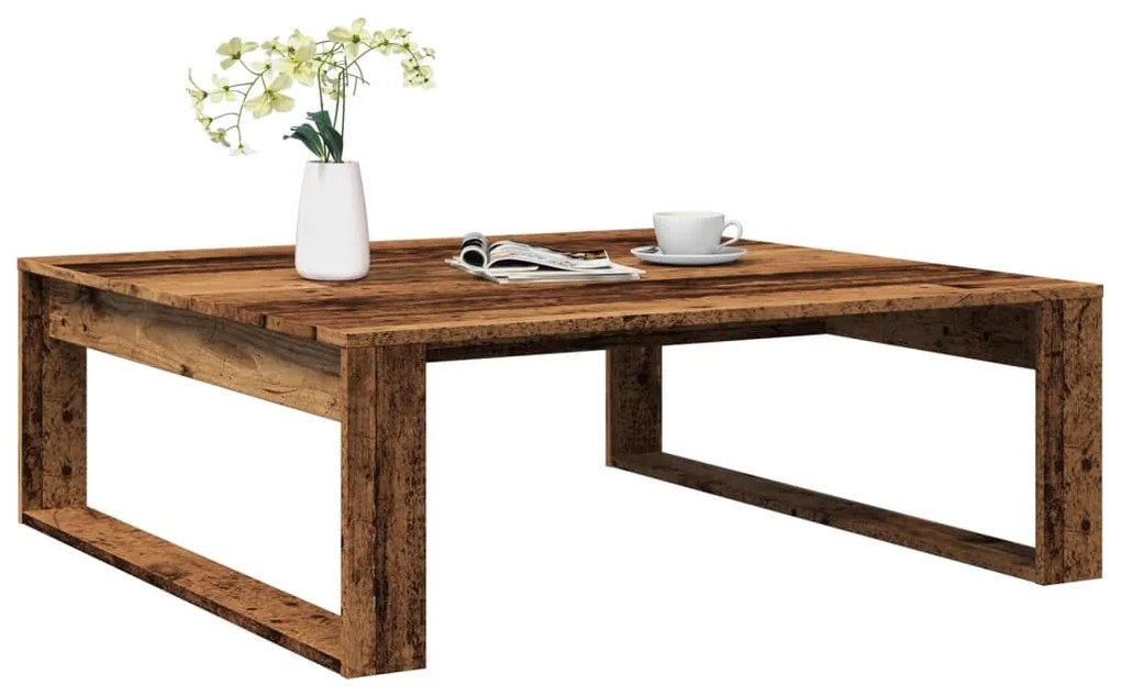 Tavolino Salotto Legno Antico 100x100x35 Cm İn Truciolato /