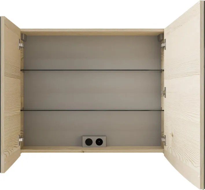 Specchio Contenitore Con Illuminazione PELIPAL pino polar L 85 x H 70 x P 17 cm, completo di presa ed interuttore
