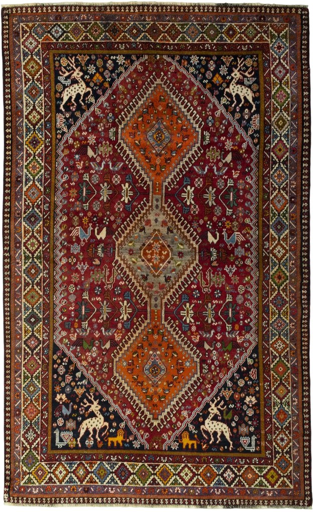 Shiraz Tappeto persiano 260 x 160 Rosso (Iran) Annodato A Mano
