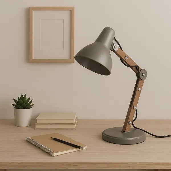 ONLI - Lampada da tavolo ARCHITETTO 1xE27/22W/230V 62 cm grigio/marrone