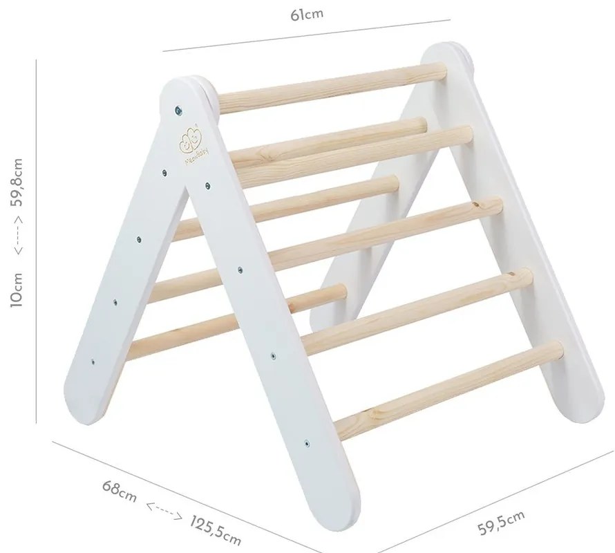 Pikler triangolo montessori bianco in pino massiccio 46x87x60 cm Montessori – Meowbaby
