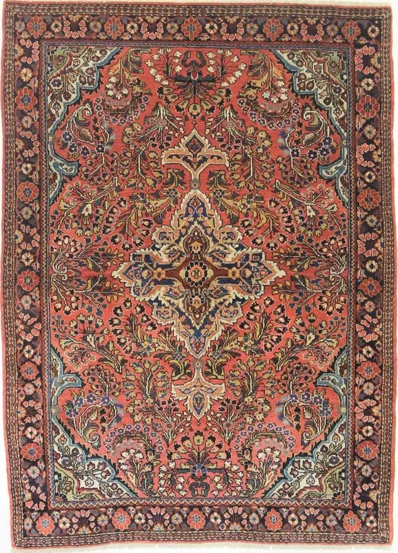 Sarouk Tappeto 150x110 Rosso (Iran) Annodato A Mano