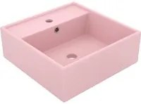 Lavabo Troppopieno Quadrato Rosa Opaco 41x41cm Ceramica