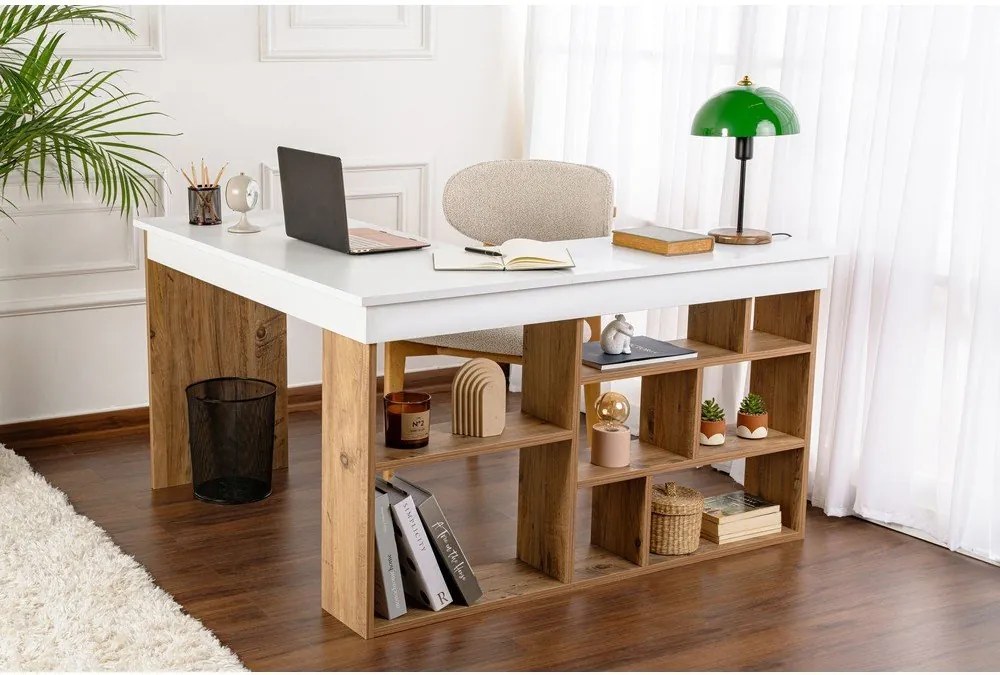 Scrivania angolare con effetto pino 120x130 cm Vesper – Kalune Design