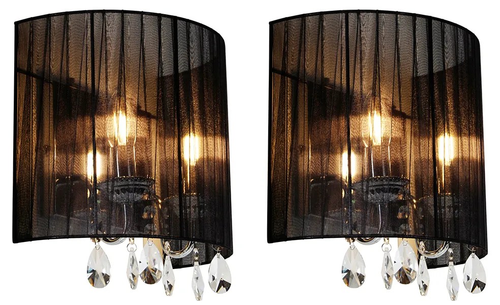 Set di 2 lampade da parete cromate con paralume nero - Ann-Kathrin 2