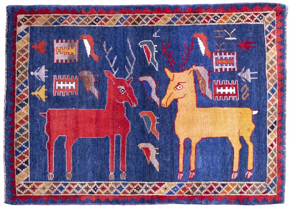 Shiraz Tappeto persiano 110 x 150 Blu (Iran) Annodato A Mano