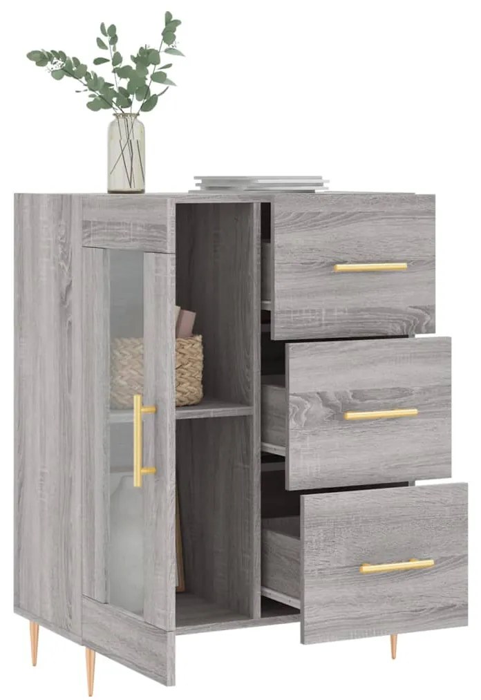 Credenza grigio sonoma 69,5x34x90 cm in legno multistrato