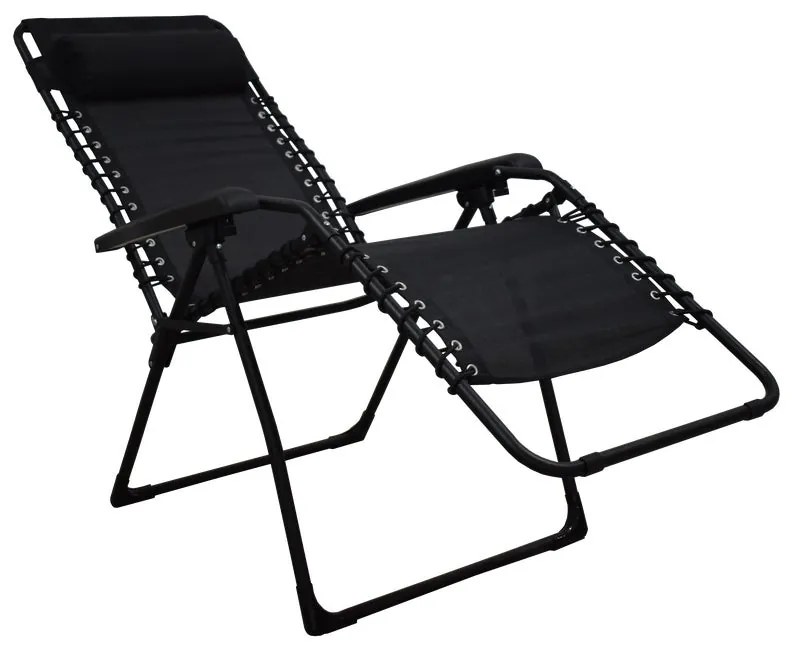 Sedia a sdraio da giardino con cuscino Relax Chair pieghevole con braccioli  posti in acciaio, seduta in textilene nero L 91 x H 116 x P 91 cm