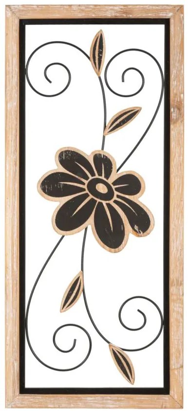 Pannello Decorativo in Ferro e Legno Koman - 26x2,5x60 cm