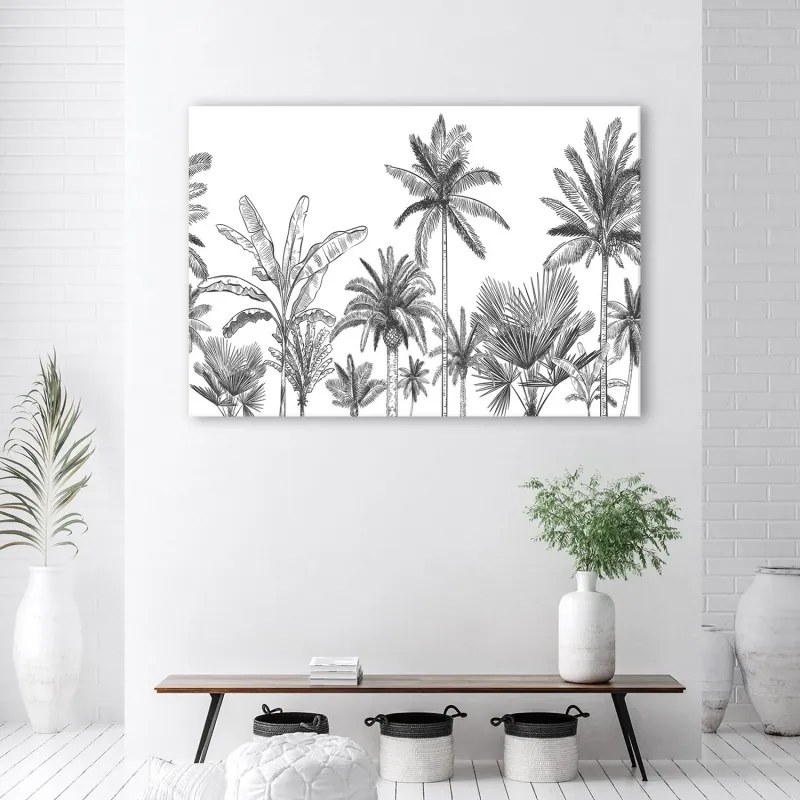 Quadro su tela, Palme in bianco e nero  Dimensioni 120x80