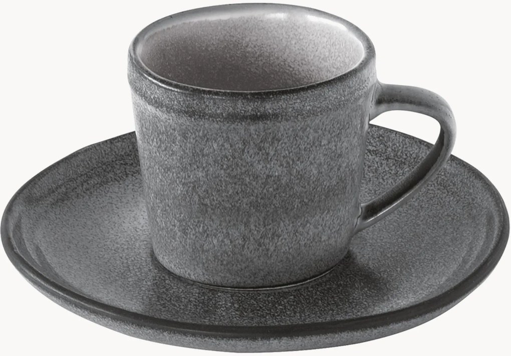 Set di 6 tazze e piattini in gres Essential 12 pz