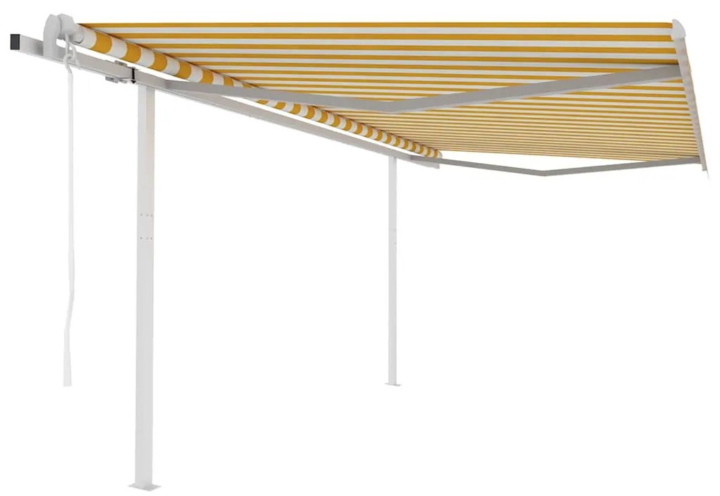Tenda Da Sole Retrattile Automatica Con Pali 4x3m Gialla Bianca /