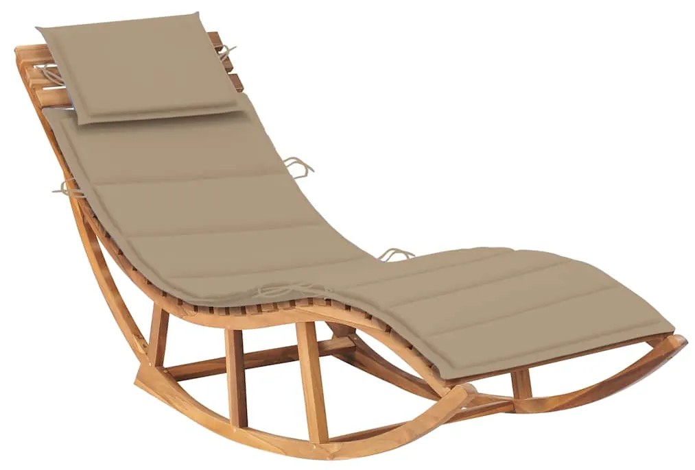 Lettino Prendisole A Dondolo Con Cuscino İn Massello Di Teak /
