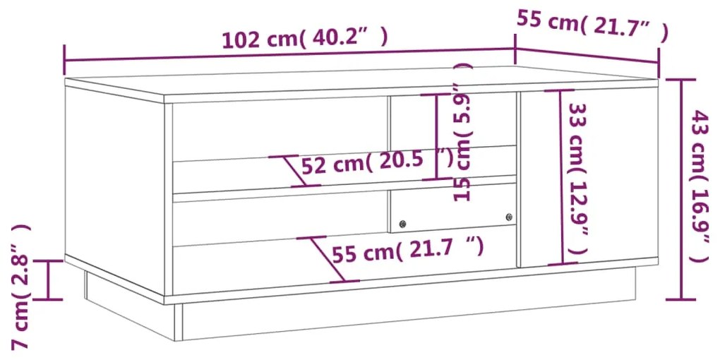 Tavolino da Salotto Bianco Lucido 102x55x43 cm in Truciolato