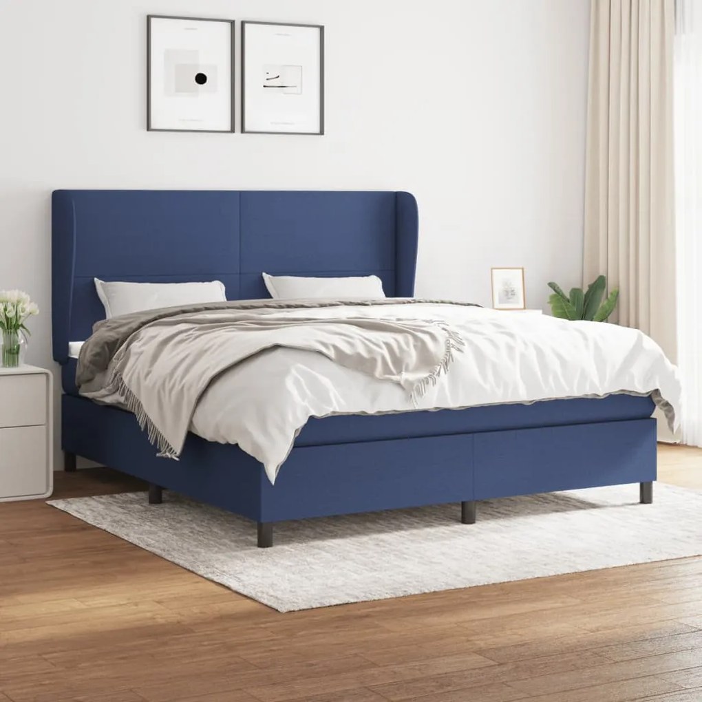 Giroletto A Molle Con Materasso Blu 160x200 Cm İn Tessuto /