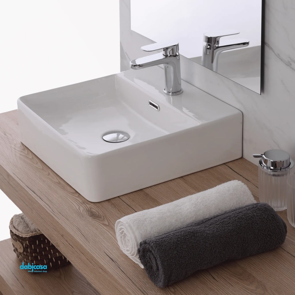 Lavabo D'Appoggio Da 41x42 Cm Bianco Lucido