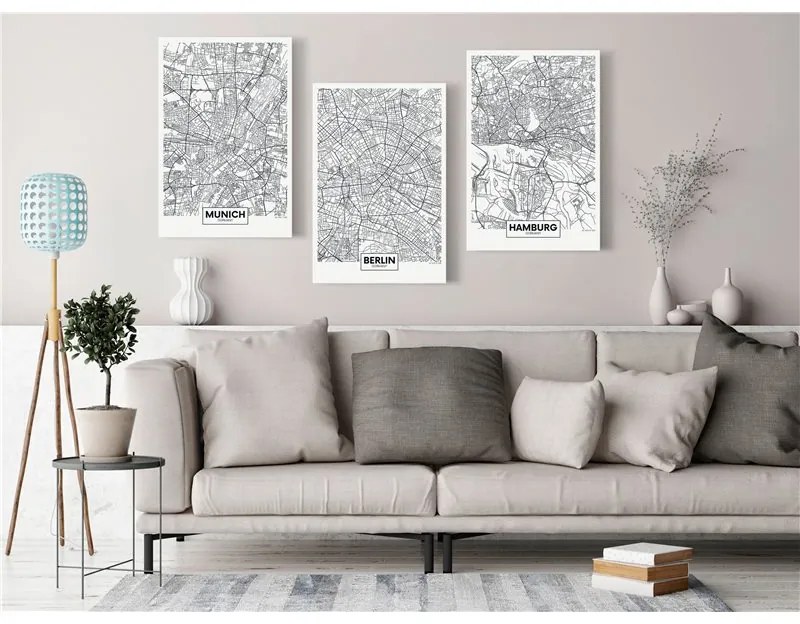 Quadro  German Metropolises (Collection)  Colore bianco e nero, Dimensioni e Misure 120x60