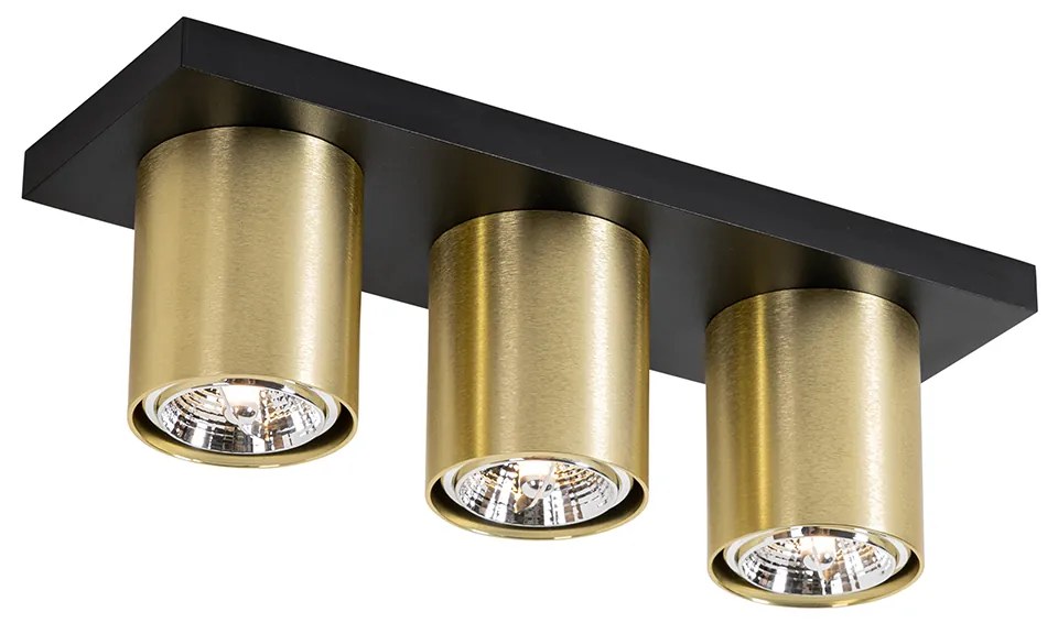 Faretto da soffitto moderno nero con oro 3 luci - Tubo