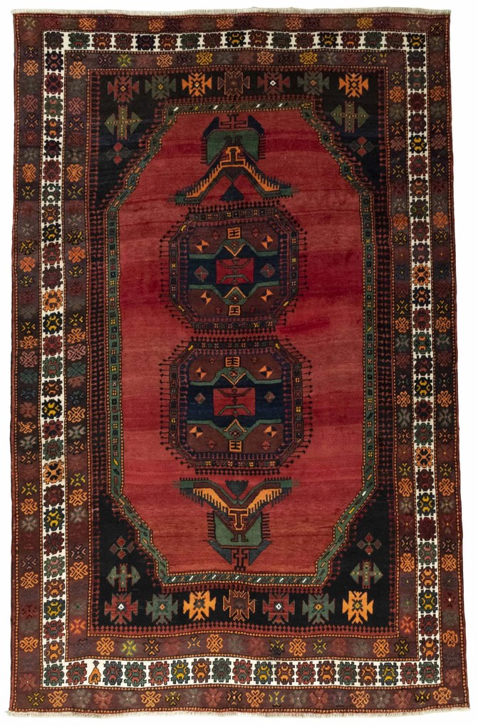 Hamedan Tappeto 210 x 330 Rosso (Iran) Annodato A Mano