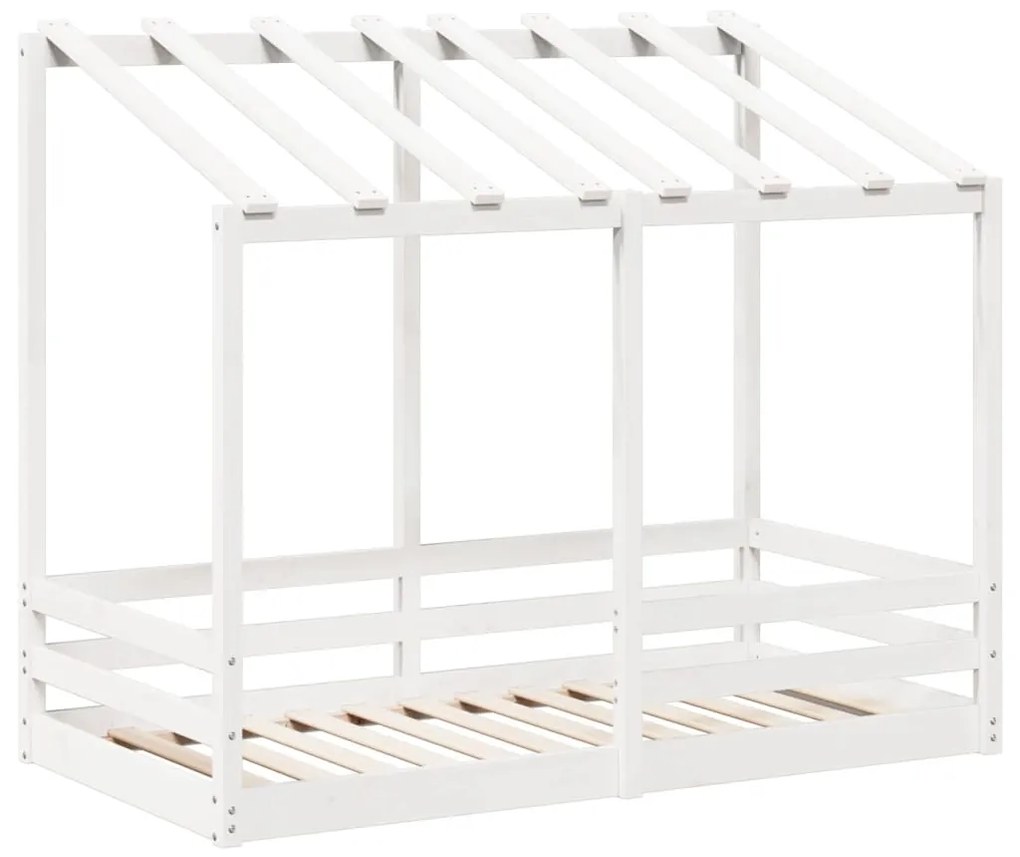 Letto per bambini con tetto bianco 70x140cm legno massello pino